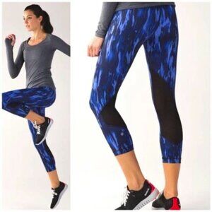 Lululemon Pace Rival 22" Crop Leggings Sz 4 Painted Animal Sprinkler Blue